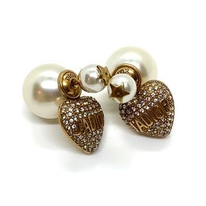 Dior Tribale Antique Gold Double Pearl Studs Star